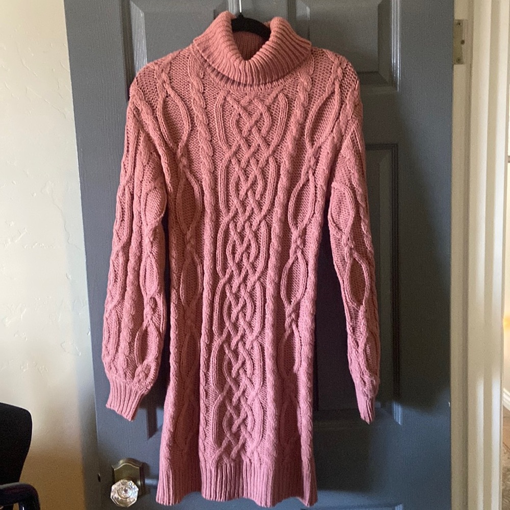 Pink sweater dress